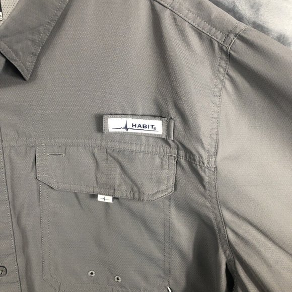 Habit Shirt Mens Extra Large Gray Long Sleeve Vented Fishing Outdoor Upf 40+ - Picture 5 of 16
